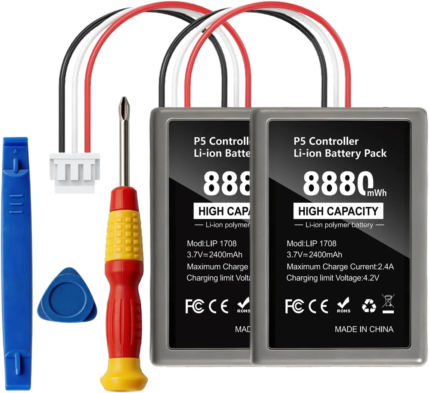 2-Pack 8880mWh PS5 Controller Battery Replacement High Capacity – Compatible