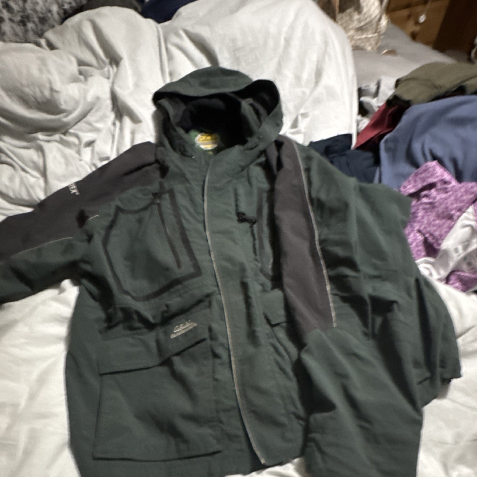 Cabela's GORE-TEX Waterproof Hooded Hunting Jacket Men 3XL Green Black