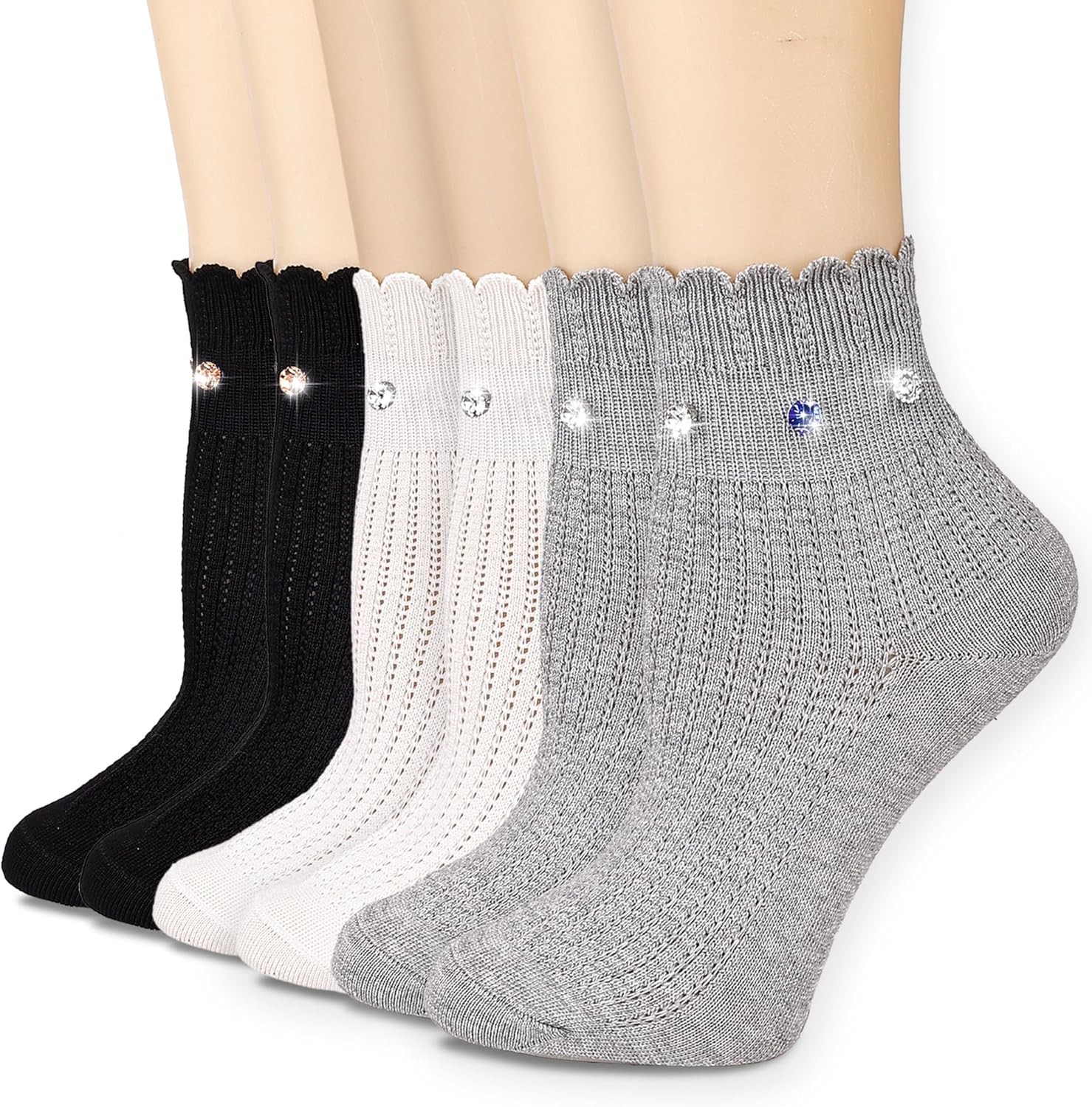 Womens Ankle Socks with Crystal Cotton Cute Fun Novelty Girl Dress...