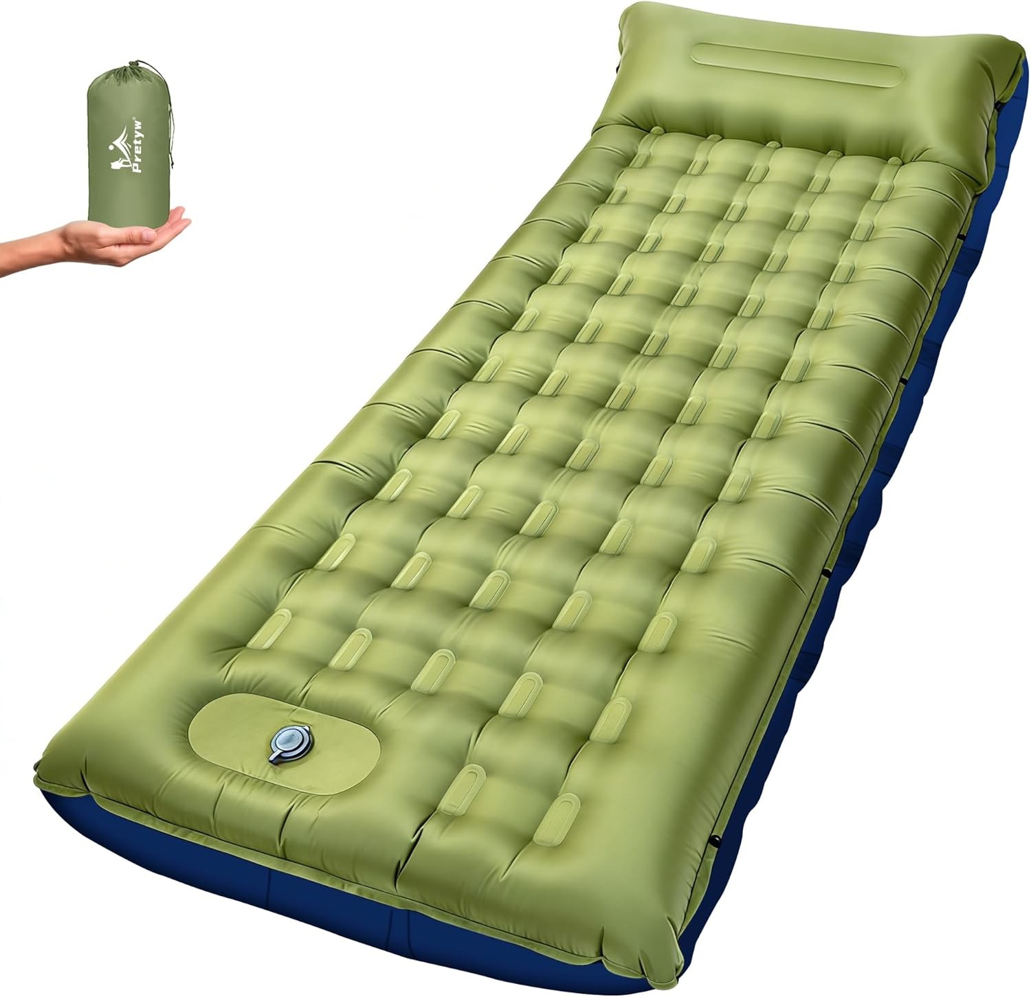 5.5 Inch Thick Self Inflating Sleeping Pad with Pillow Camping Bed Hiking