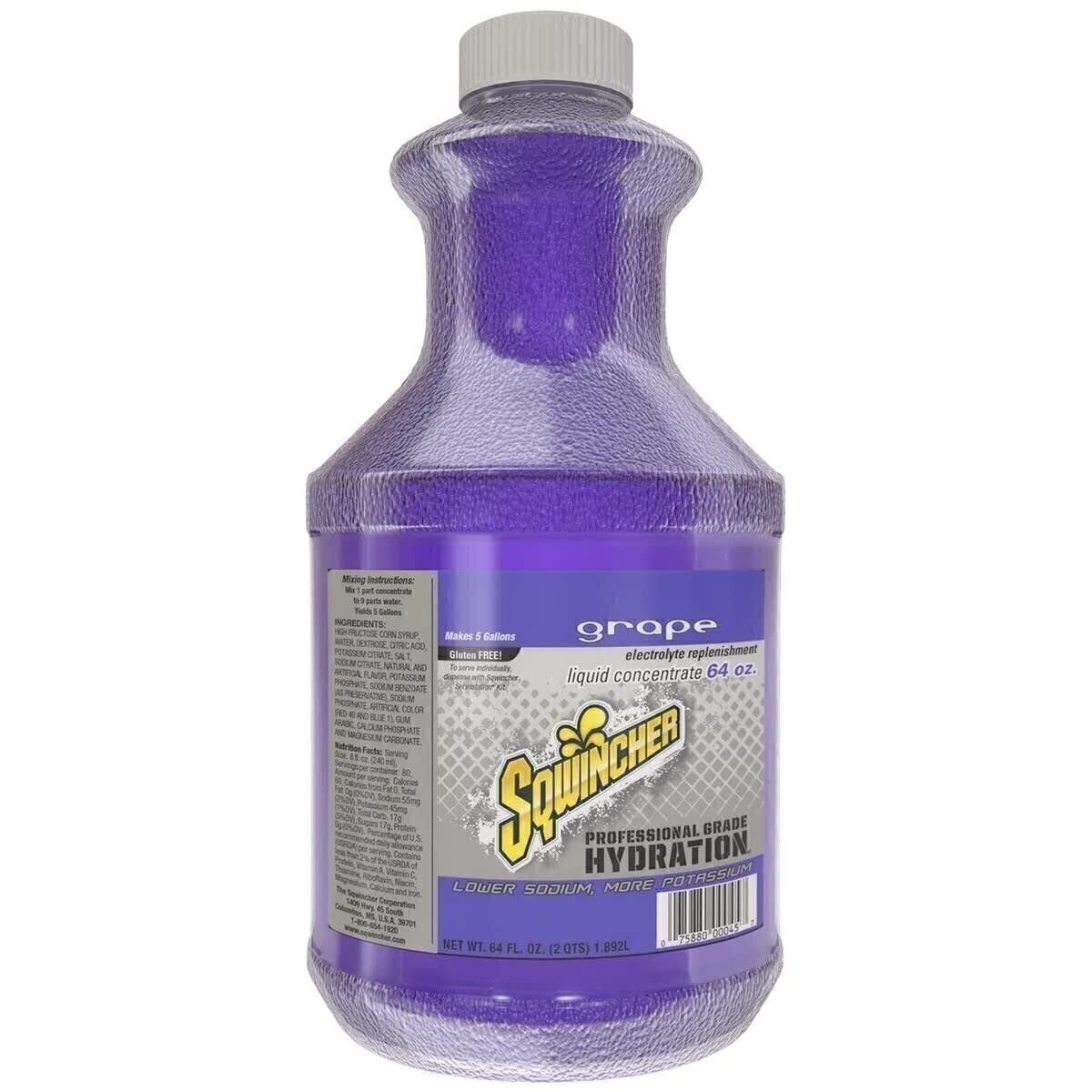 Sqwincher Liquid Concentrate Electrolyte Replacement, 5 Gallon Yield, Grape...