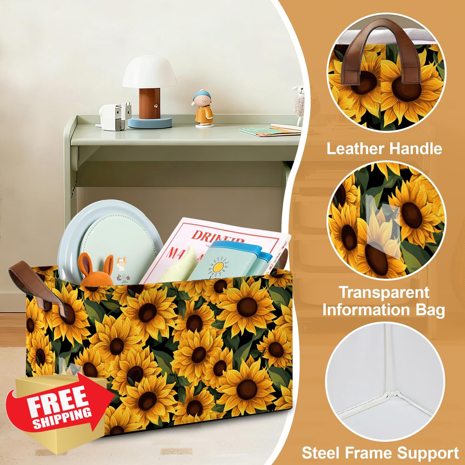 Oeaskly Field Sunflower Storage Baskets