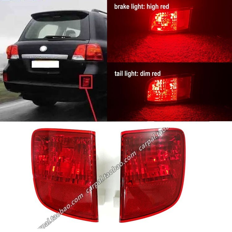 Rear Bumper Brake Tail Fog Lights w/LED bulb For Toyota Land Cruiser LC200 08-15