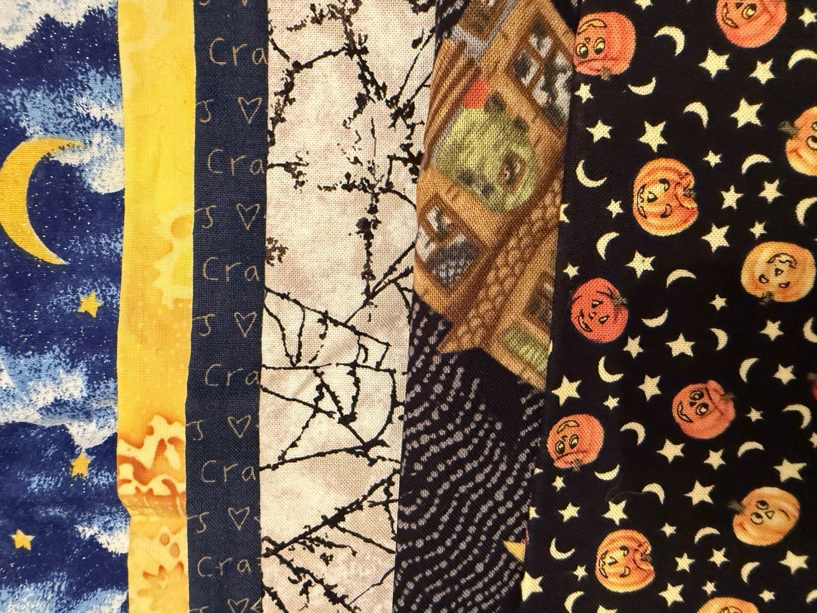 Lot Of 6 OOP Halloween Type Quilting Fabric Yardage Over 3 Yards
