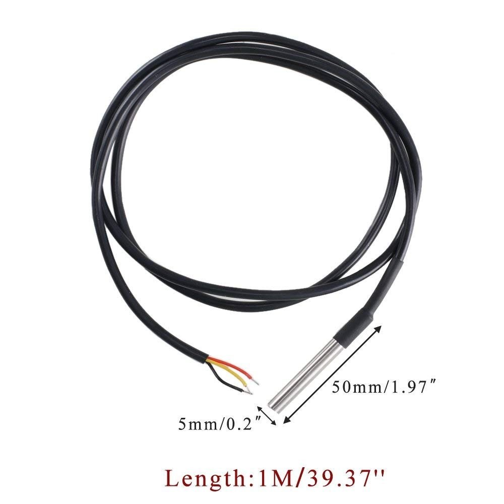 5pcs DS18B20 Temperature Sensor Temperature Probe Stainless Steel Package Wat...