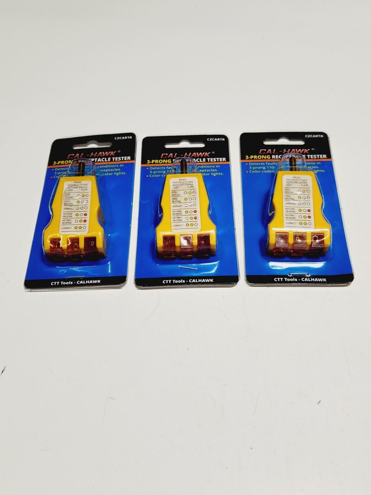 Cal-hawk 3-prong Receptacle Tester 3pk