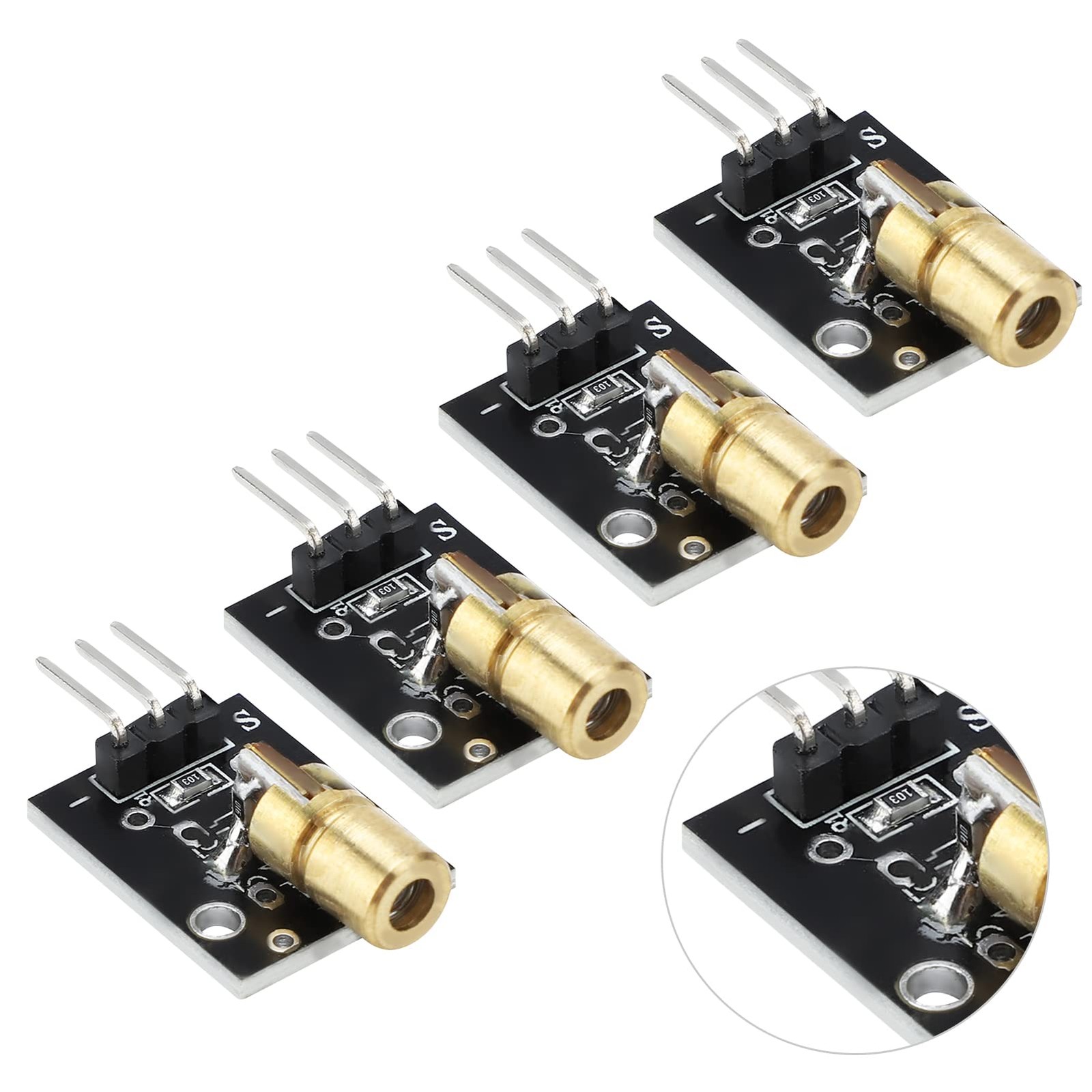 4 Pcs 3 Pin 650nm Red Transmitter Module Dot Diode Copper Head Sensor Module ...