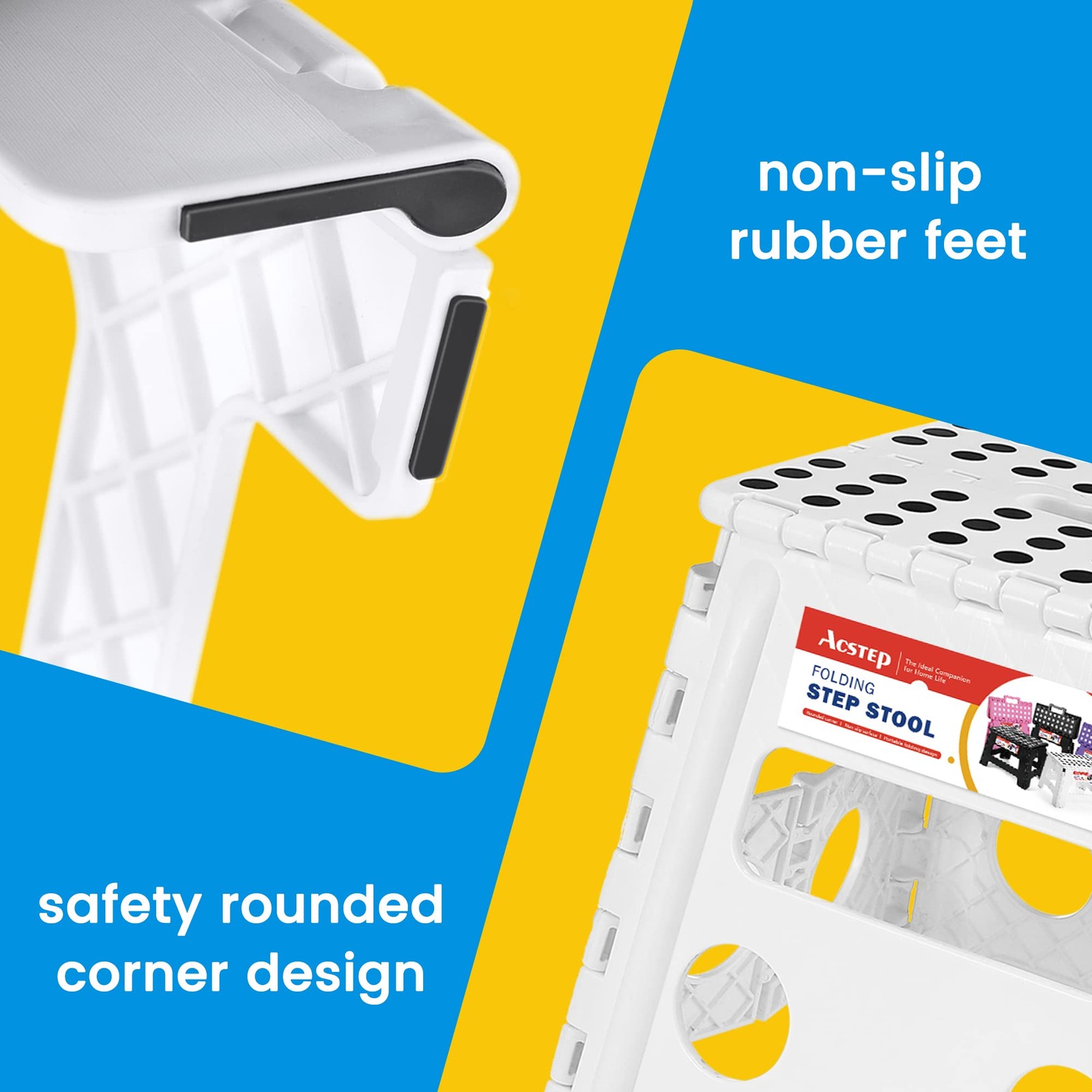 13 inch White Premium Heavy Duty Foldable Step Stool For Adults Kitchen