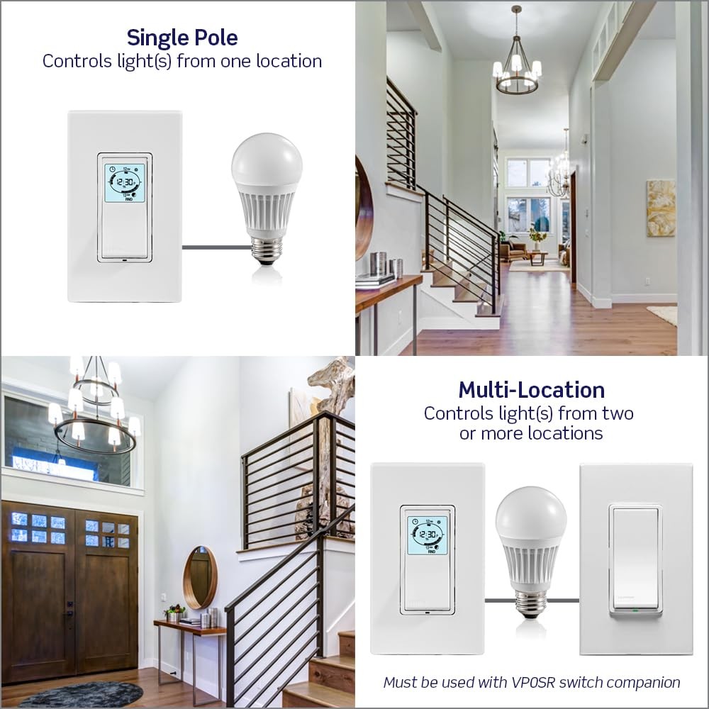 Leviton Decora Programmable and Astronomical Timer Switch for Lights and Moto...
