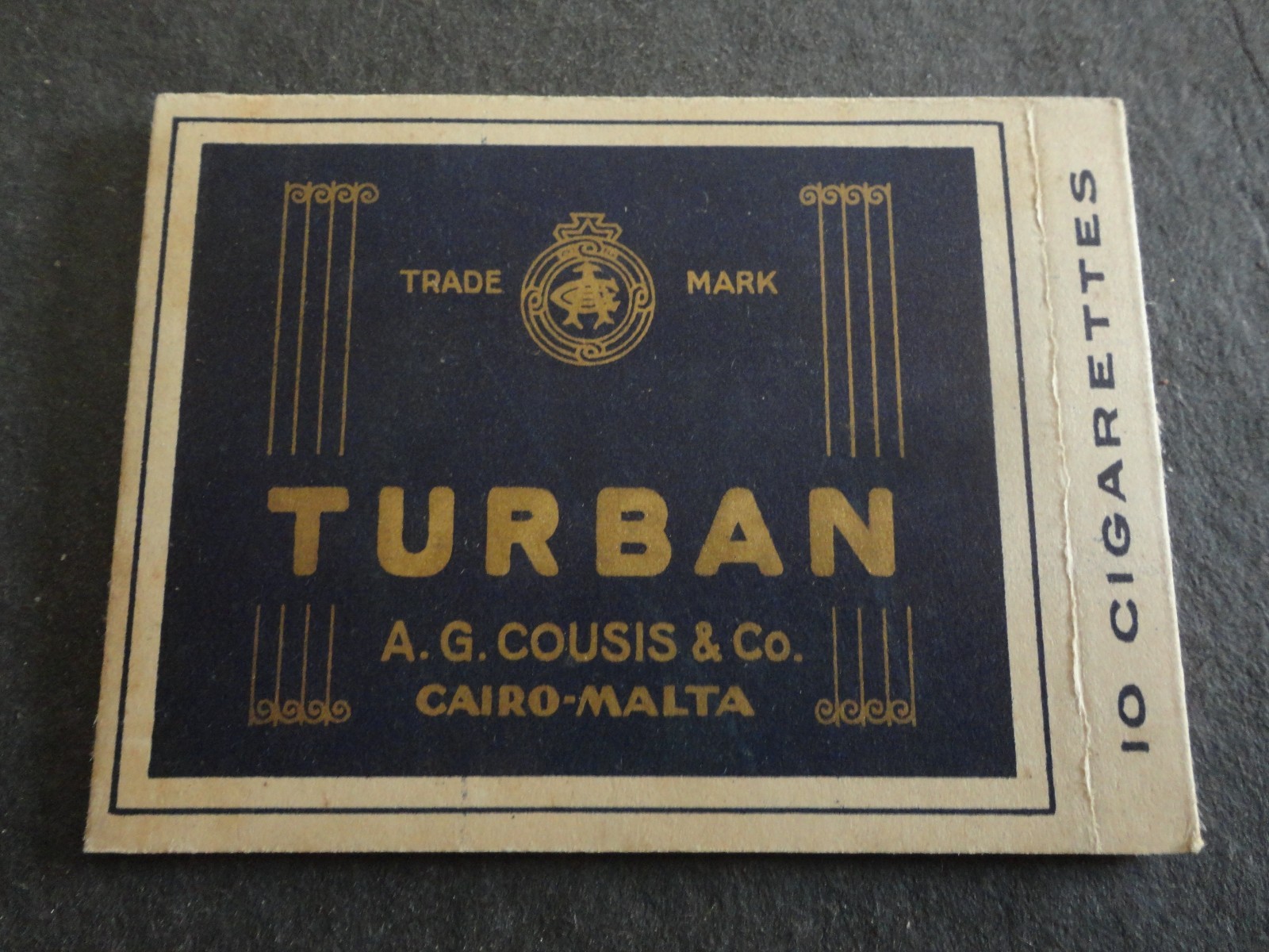 A.G. COUSIS TURBAN CAIRO-MALTA CIGARETTE PACKET