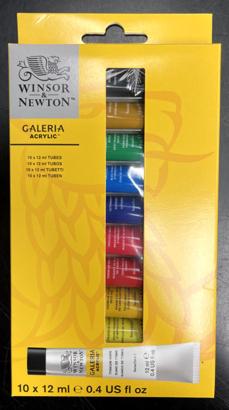 Winsor & Newton Galeria Acrylic Paint - Set of 10 Assorted Colors 12ml Tubes NEW