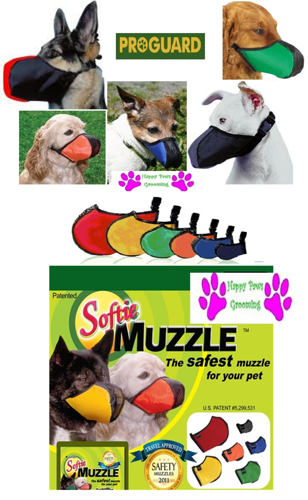 SOFTIE COMFORT DOG MUZZLE ProGuard STRONG Nylon Mesh Quick-Fit,Adjustable,Safer