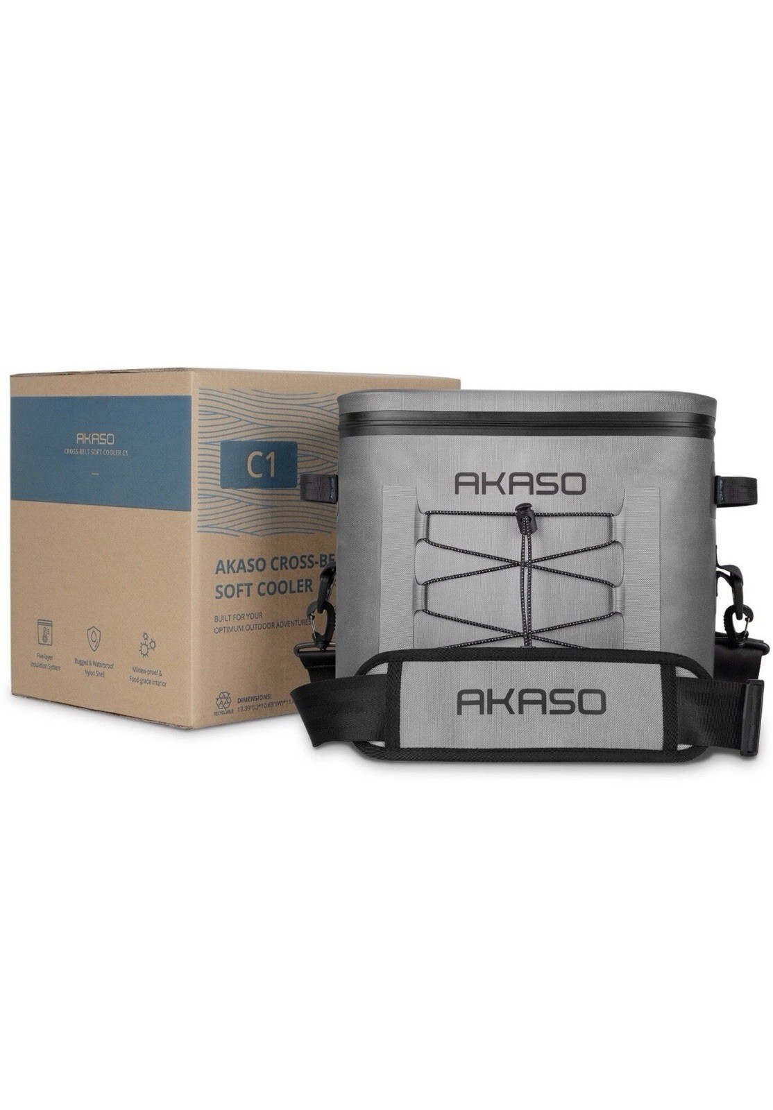 AKASO C1 Soft-Sided Cooler Waterproof Leakproof 60h Insulation 20qt Camping