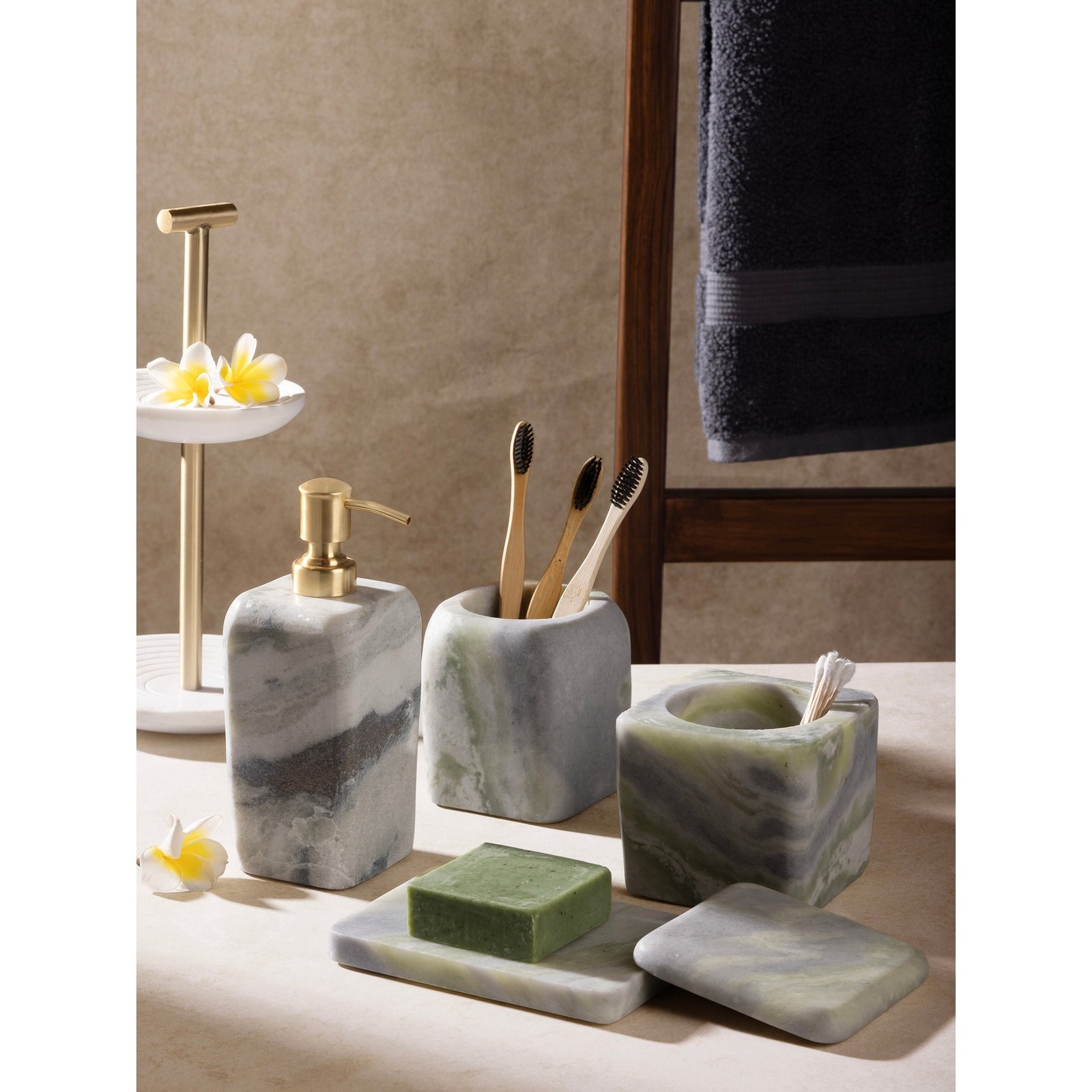 Hanoi Green Onyx Bath Accessories - Set of 4