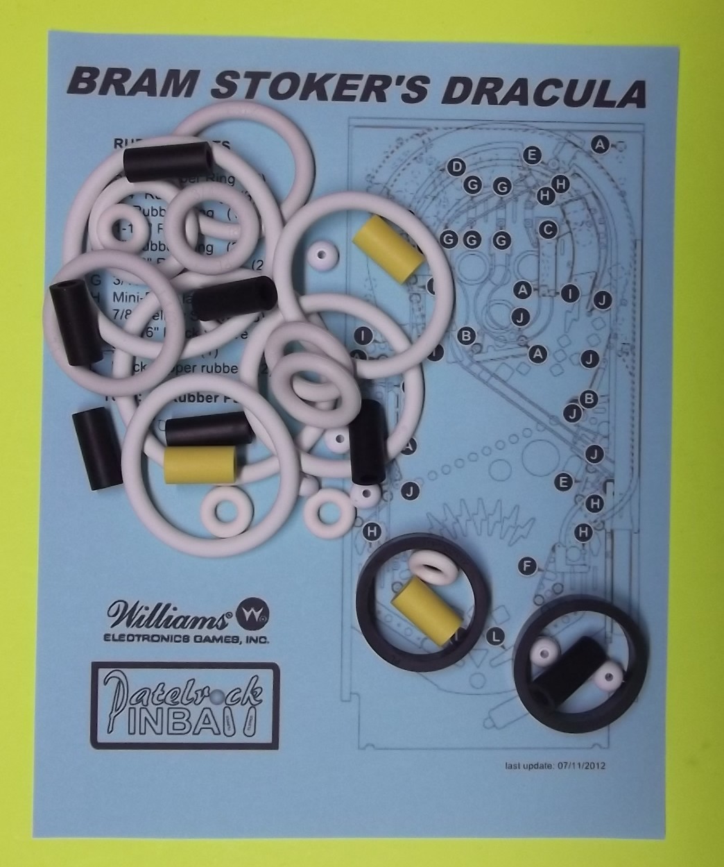 1993 Williams Bram Stoker's Dracula pinball rubber ring kit