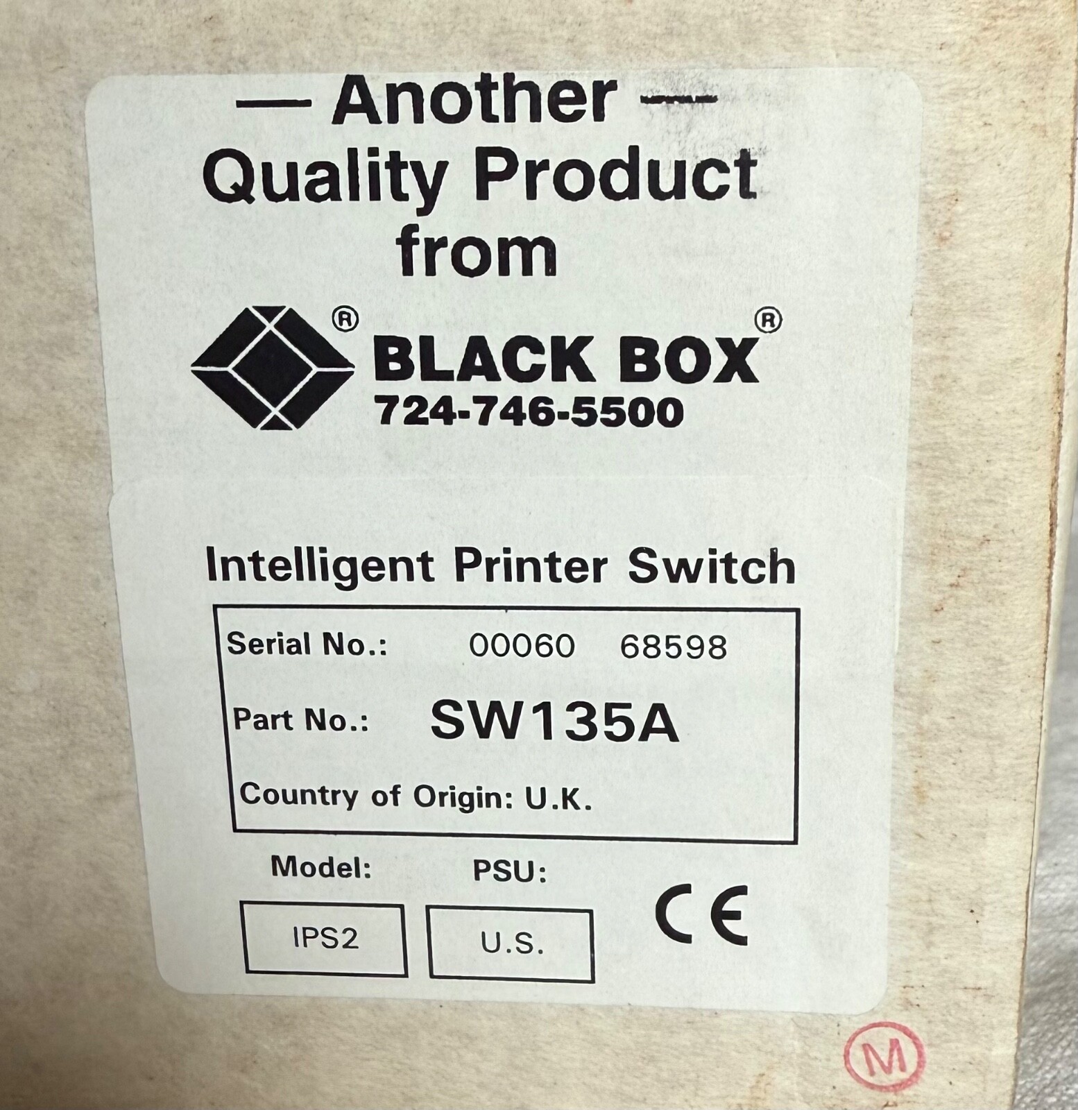 BLACK BOX SW135A Intelligent Printer Switch. New! Old Stock!