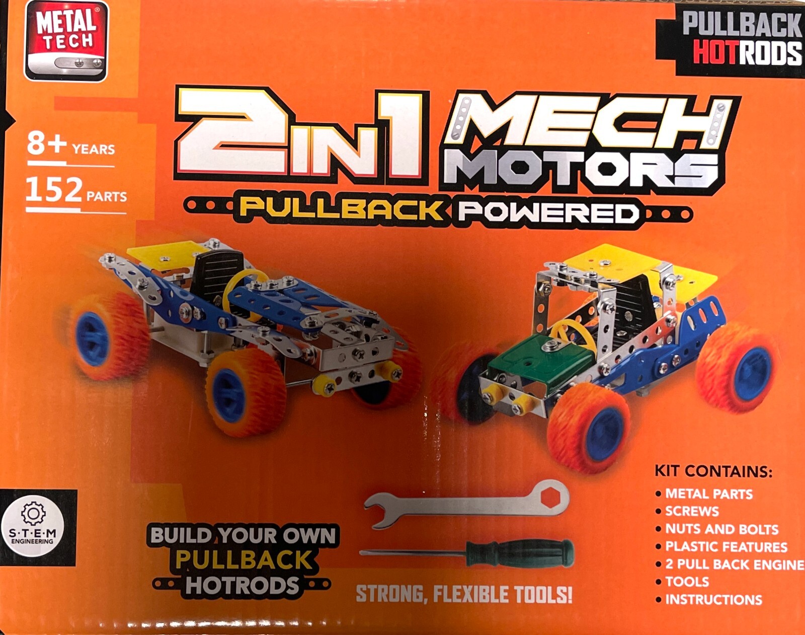 Metal Tech 2 In 1 Pullback Powered Kit 152 Parts Build Your Own Pullback Hotrods