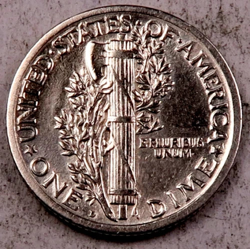 1928-D Mercury Dime - Almost Uncirculated (AU) - 90% Silver