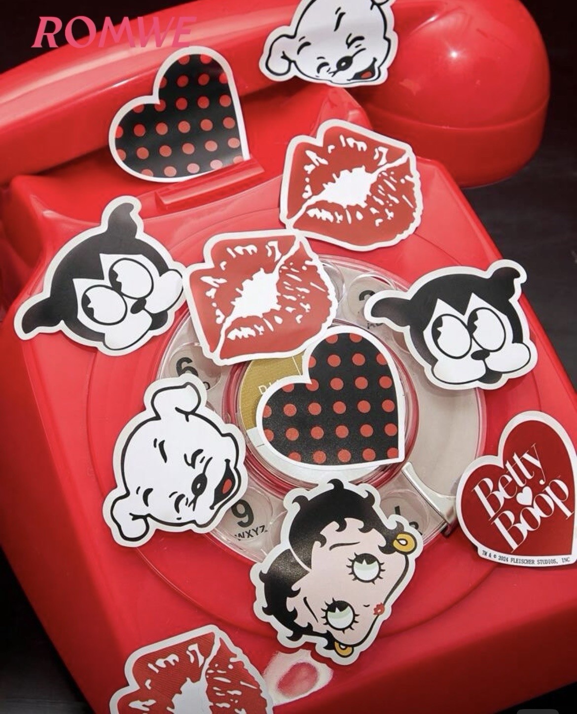Betty Boop Roll Of Stickers-Including Bimbo/Pudgy/Betty/Kiss & Hearts! 💋 💚