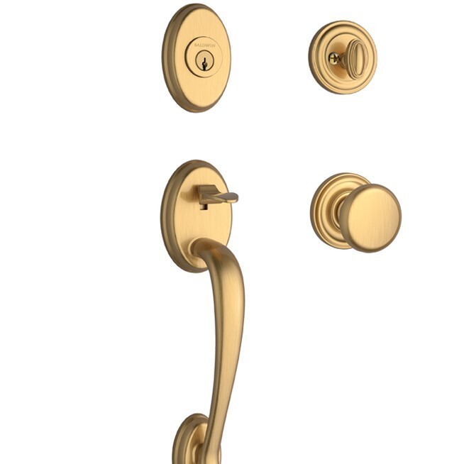 Baldwin Columbus Handleset w/Round Knob Traditional Round Rose Satin BrassnBlack
