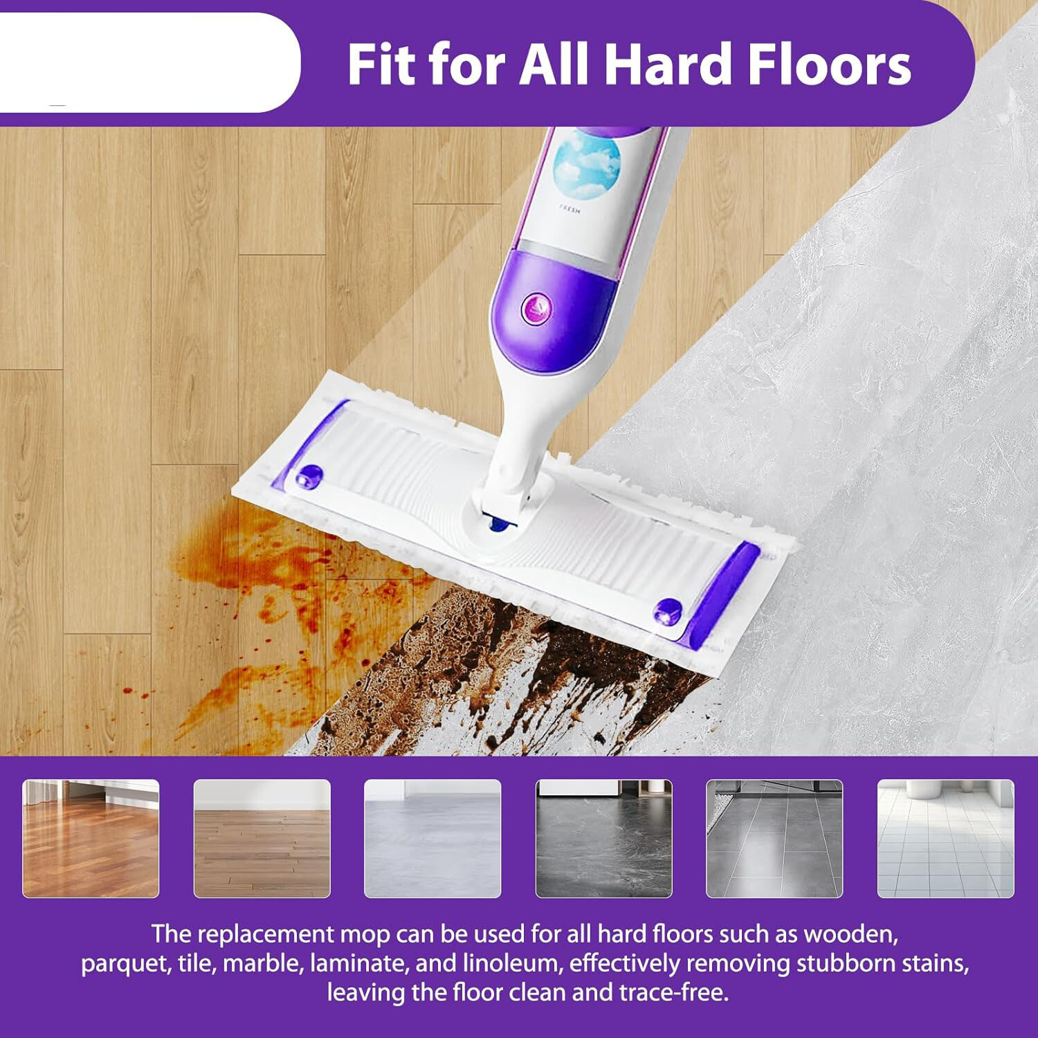 Disposable Power Mop Multi-Surface Mopping Pad Refills, 12 Count Mop Heads NEW