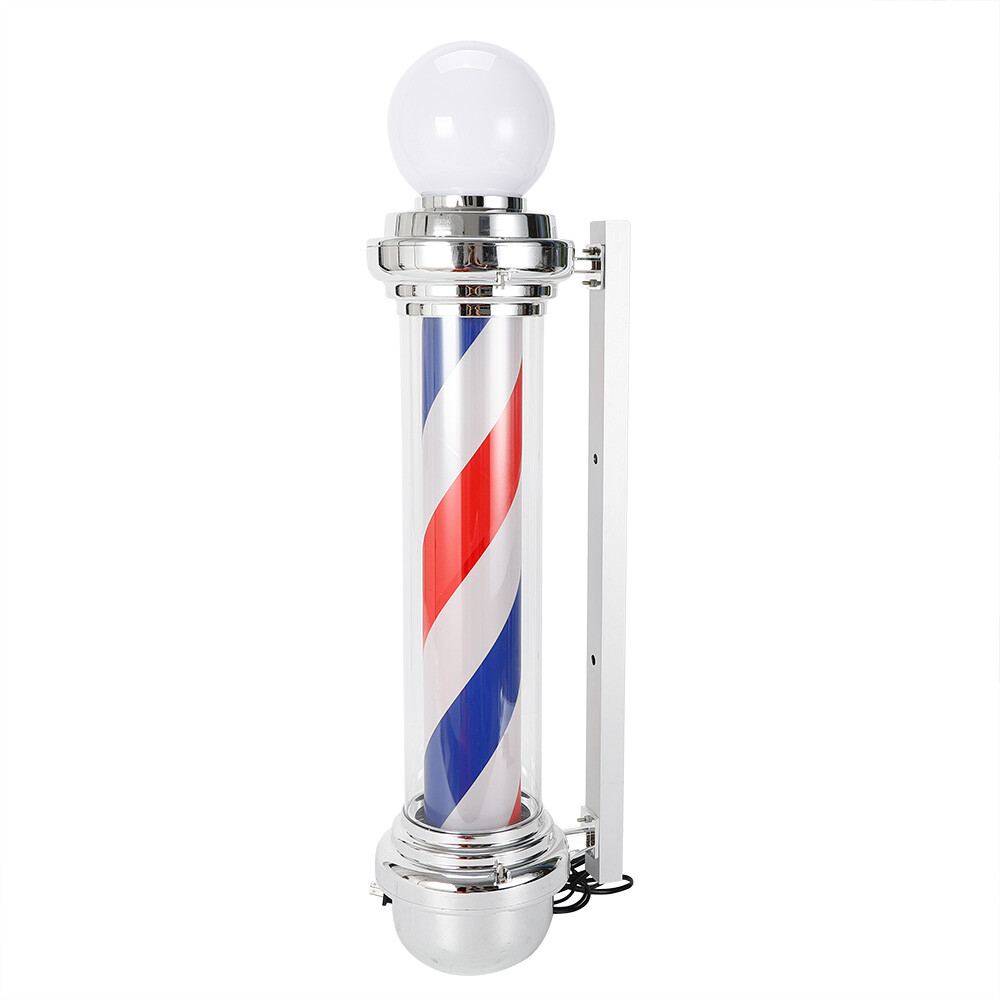 Barber Shop Pole Rotating Light LED Stripes Sign Lamp Hair Salon Red White Blue