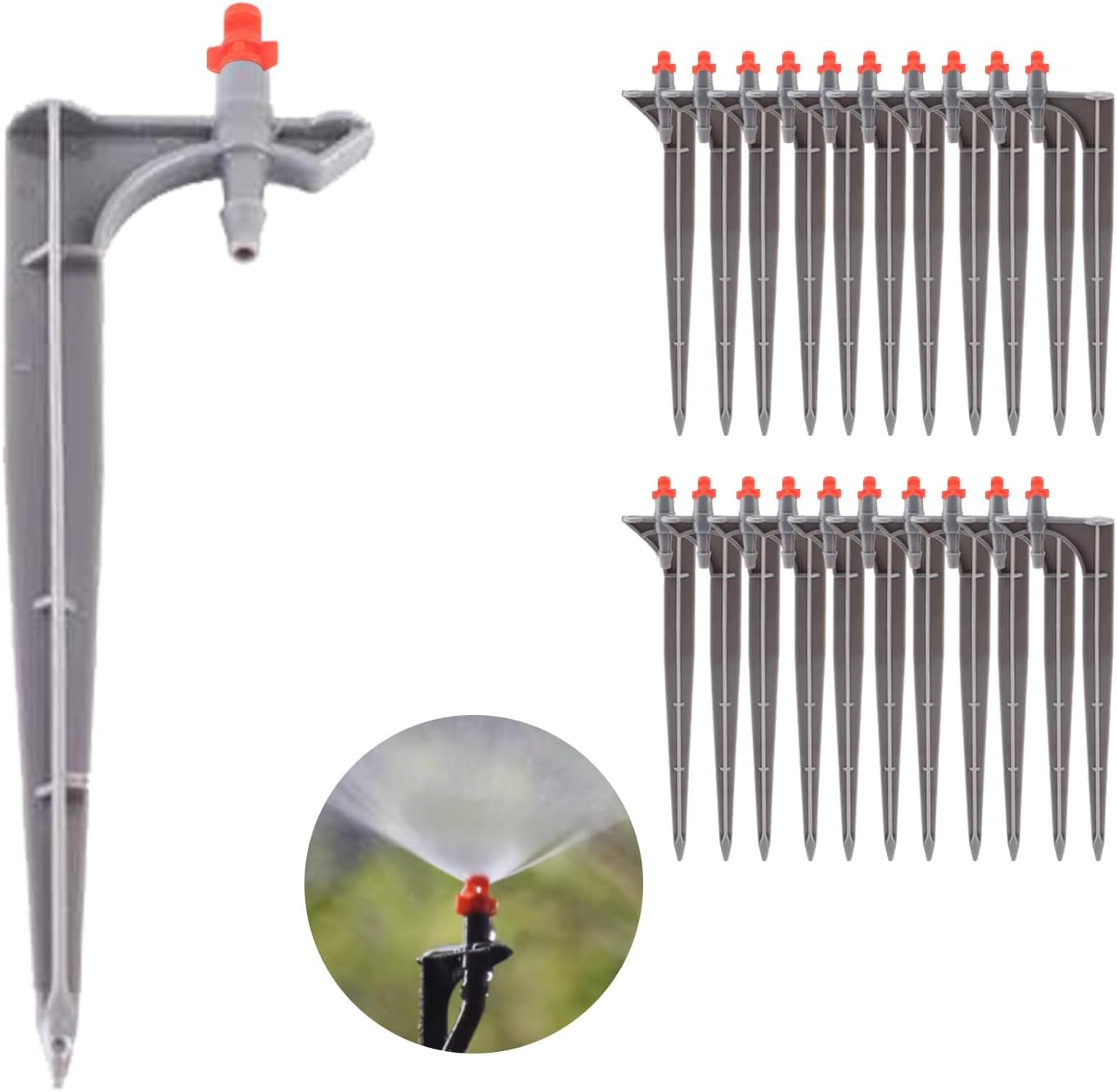 Irrigation Dripper 20Pcs for 1/4 Drip Irrigation Tubing 360 Degree Plunger