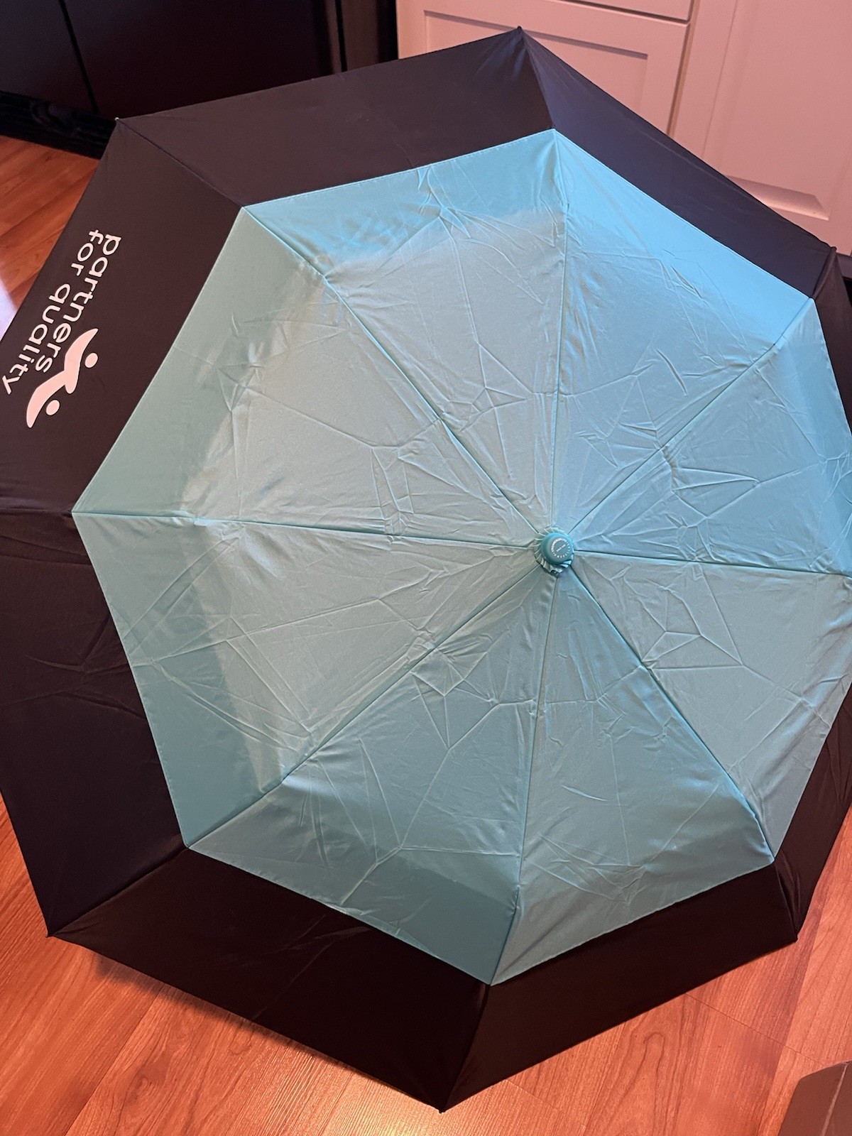 StrombergBrand Umbrella Vented Color Crown Teal Partners For Equality Logo NEW