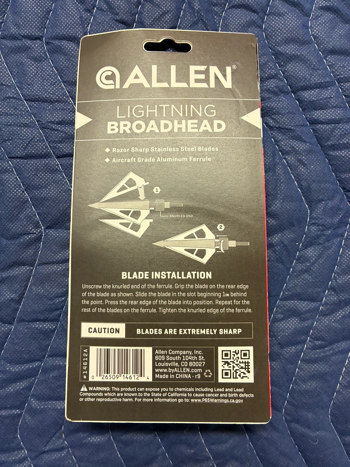 Allen Lightning Broadhead 100 Grain 1-1/6” 3-Pack NEW