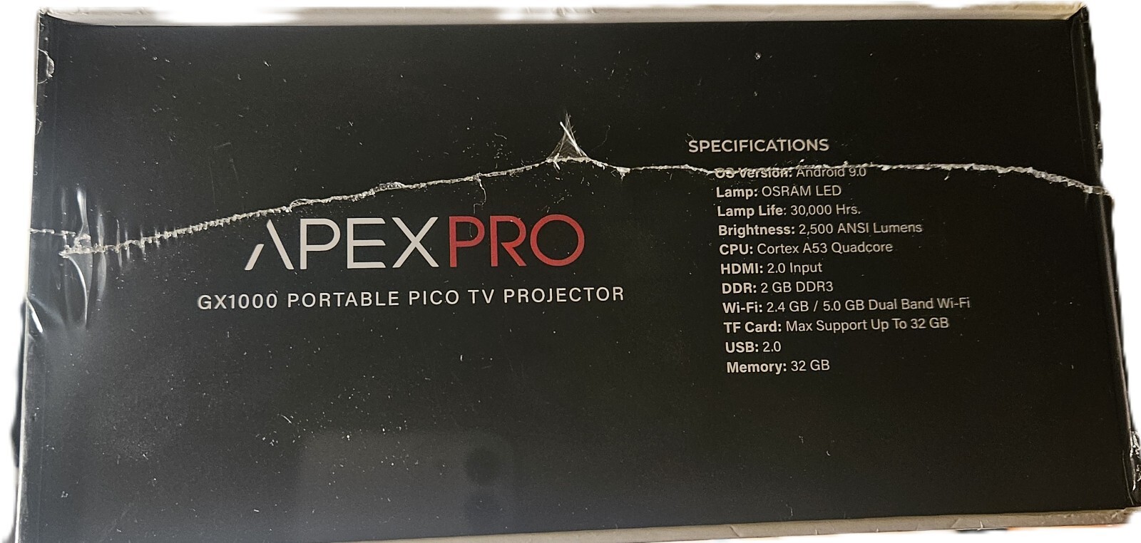 APEX PRO GX1000 Portable Pico TV Image Projector 4k Ultra HD Streaming WiFi-NEW