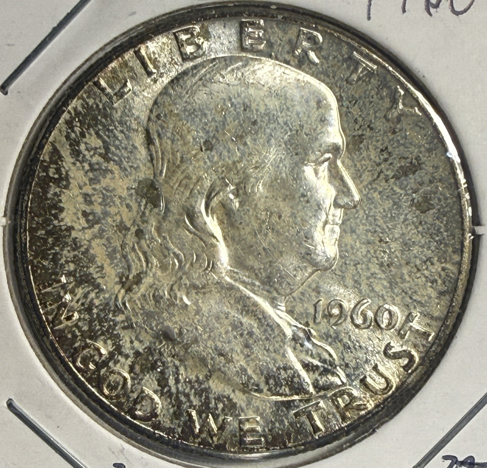 1960-P Franklin Half Dollar - 90% Silver Coin - Some Toning - (32-14)