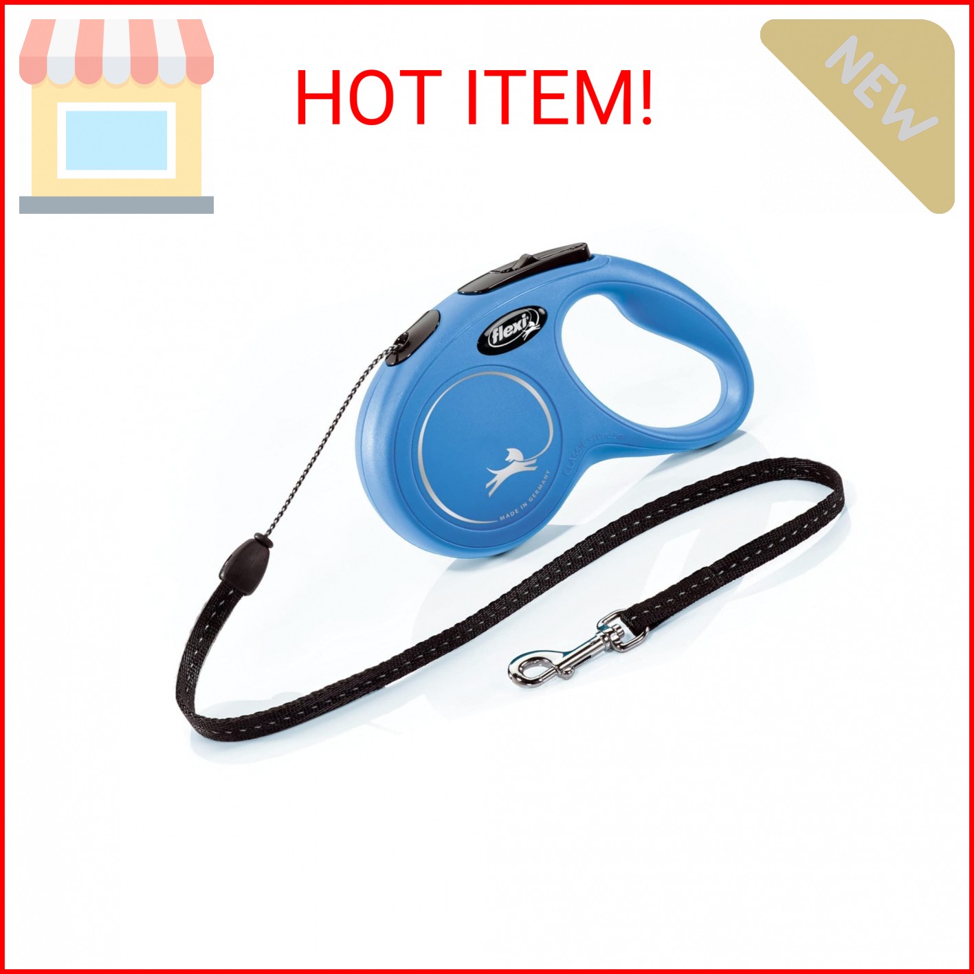 FLEXI New Classic Cord Retractable Dog Leash for Small Dogs up to 26 lbs. – 16 f