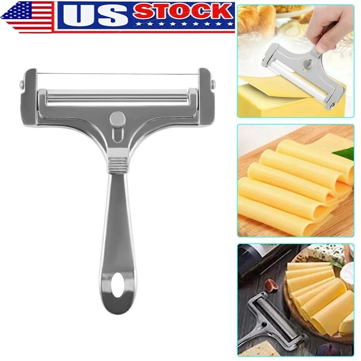 Hard Cheese Slicer Adjustable Stainless Steel -Kitchen Tool With Wire Cutter