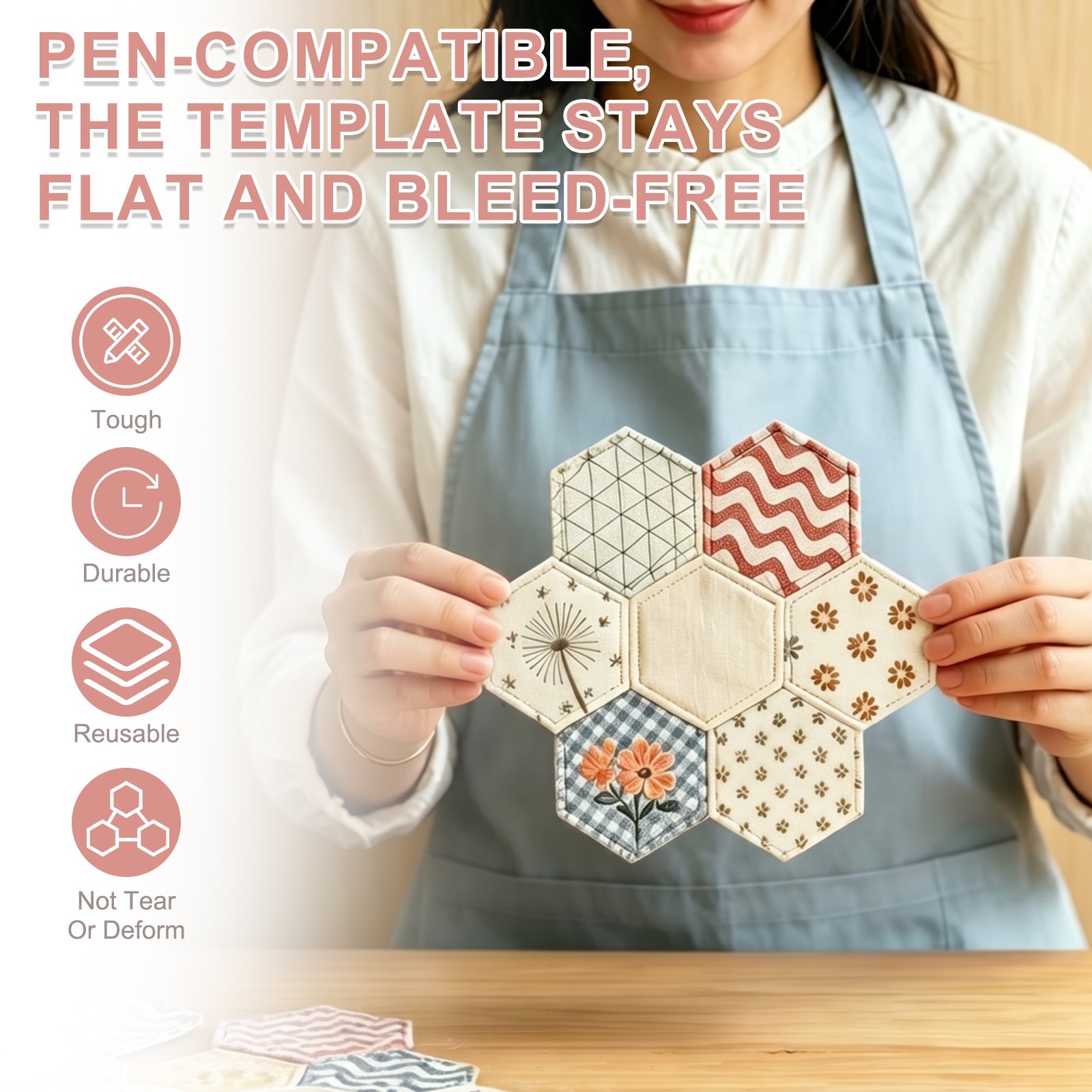 100 Pcs Round Shape Piecing Paper for Quilting with Pen (2.3")