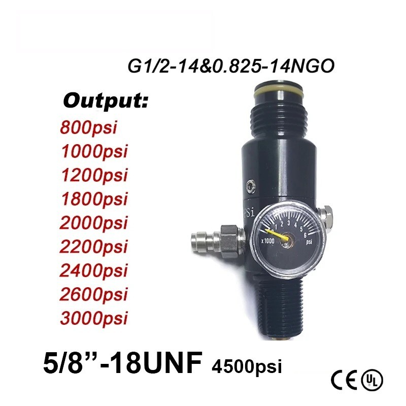PCP  HPA Tank  Regulator Valve 5/8"-18UNF Thread - 4500psi