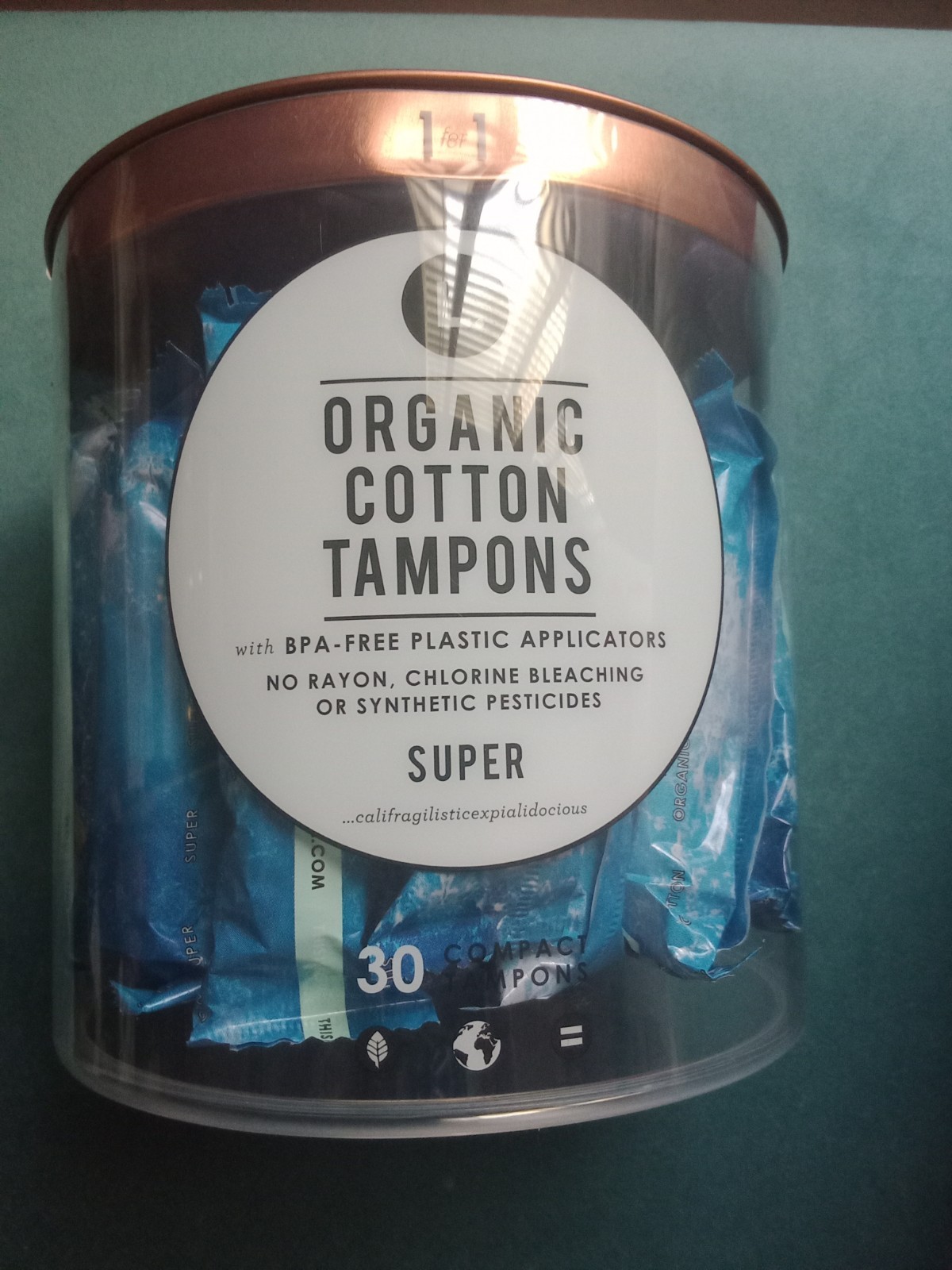 L. Brand Organic Cotton Tampons • Super Absorbency • Compact • 30 • PBA-free