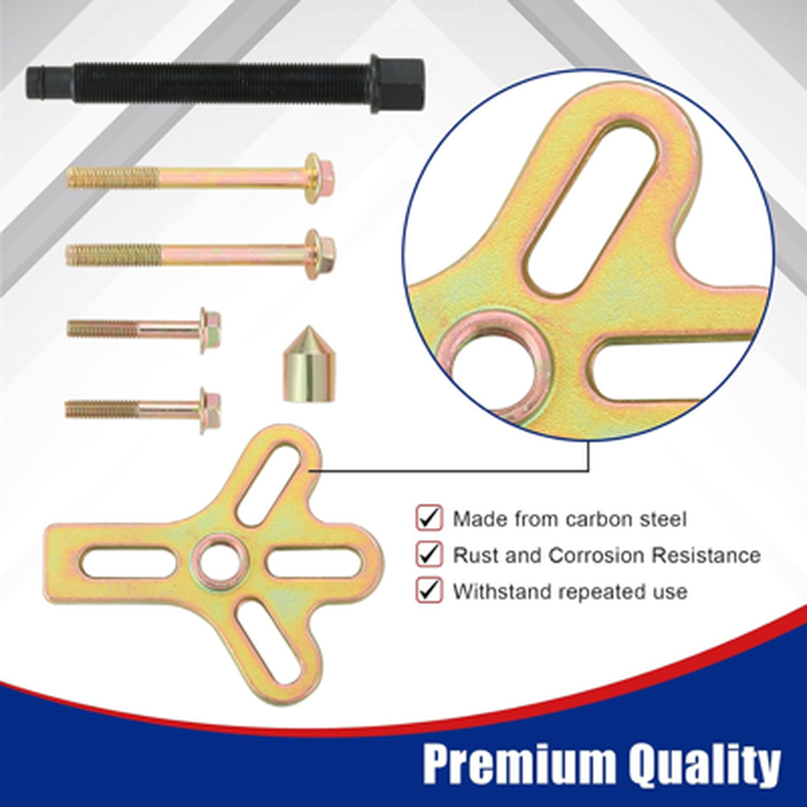 Harmonic Balancer Steering Wheel Puller Kit 13 Pieces Carbon Steel Compatible
