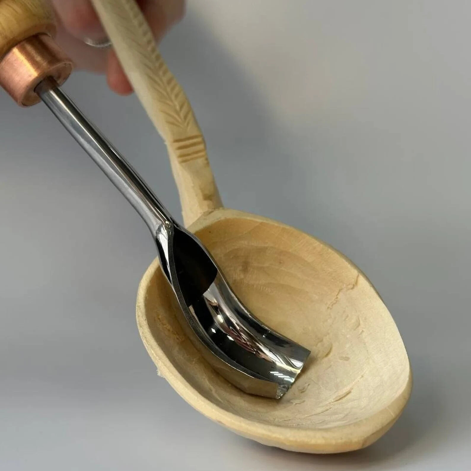 Short bent gouge, Wood carving tool, Spoon carving chisel, Gift for him, Kuksa