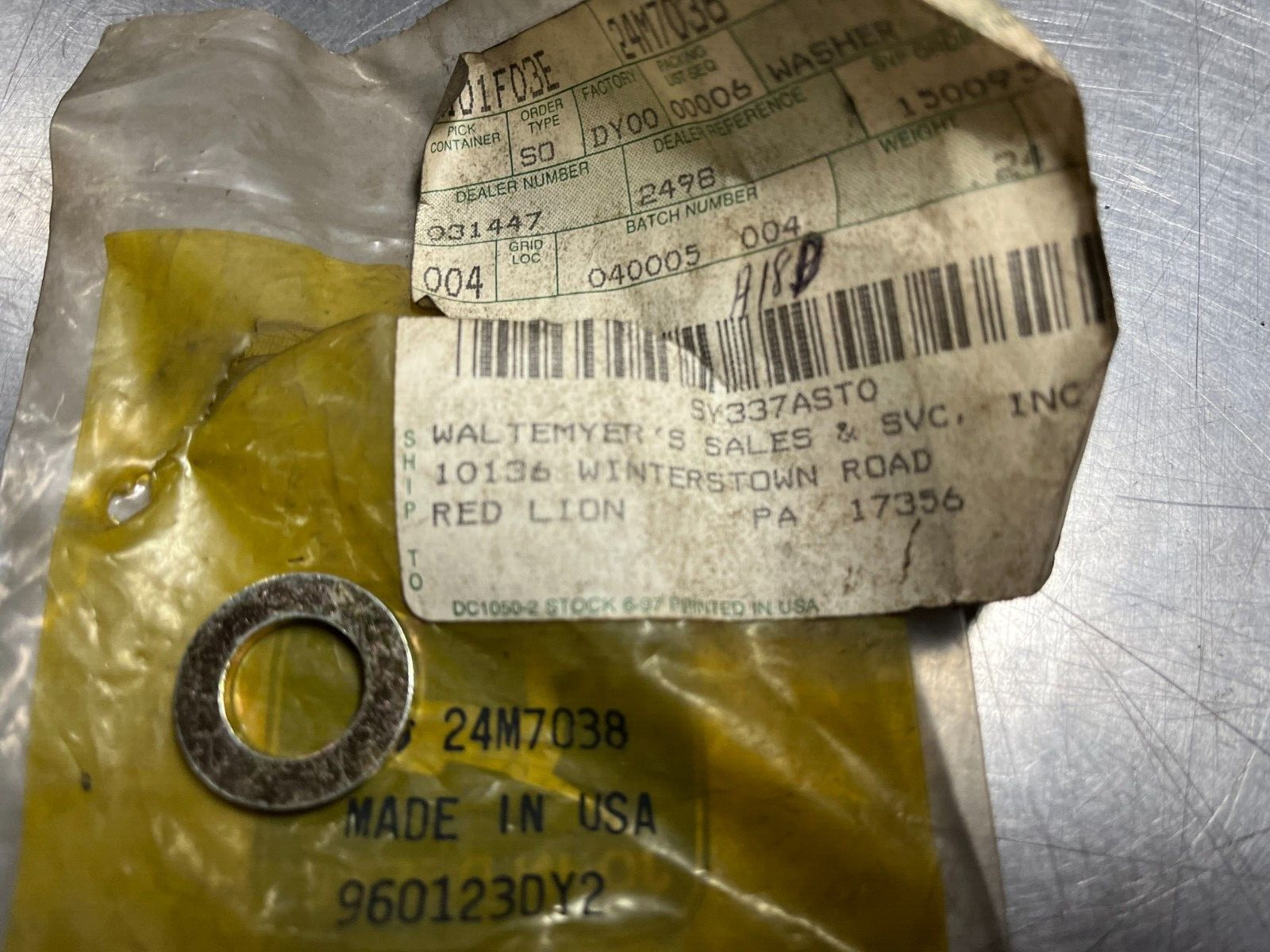 24M7038 OEM John Deere Washer QTY 2