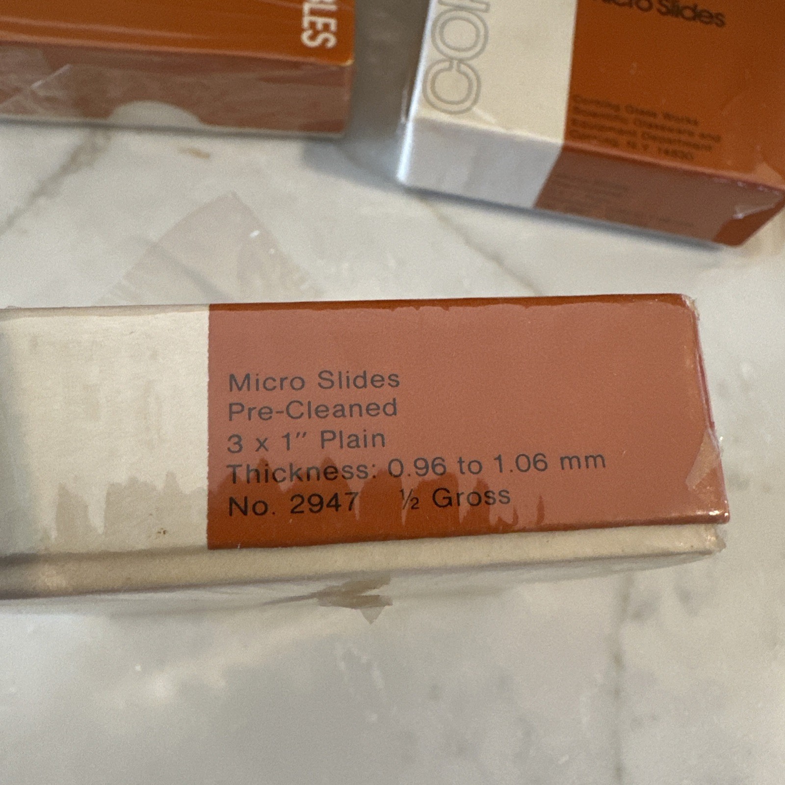 3 Corning 2947 Micro Slides – Plain Glass Microscope Slides ,(box Never Opened)