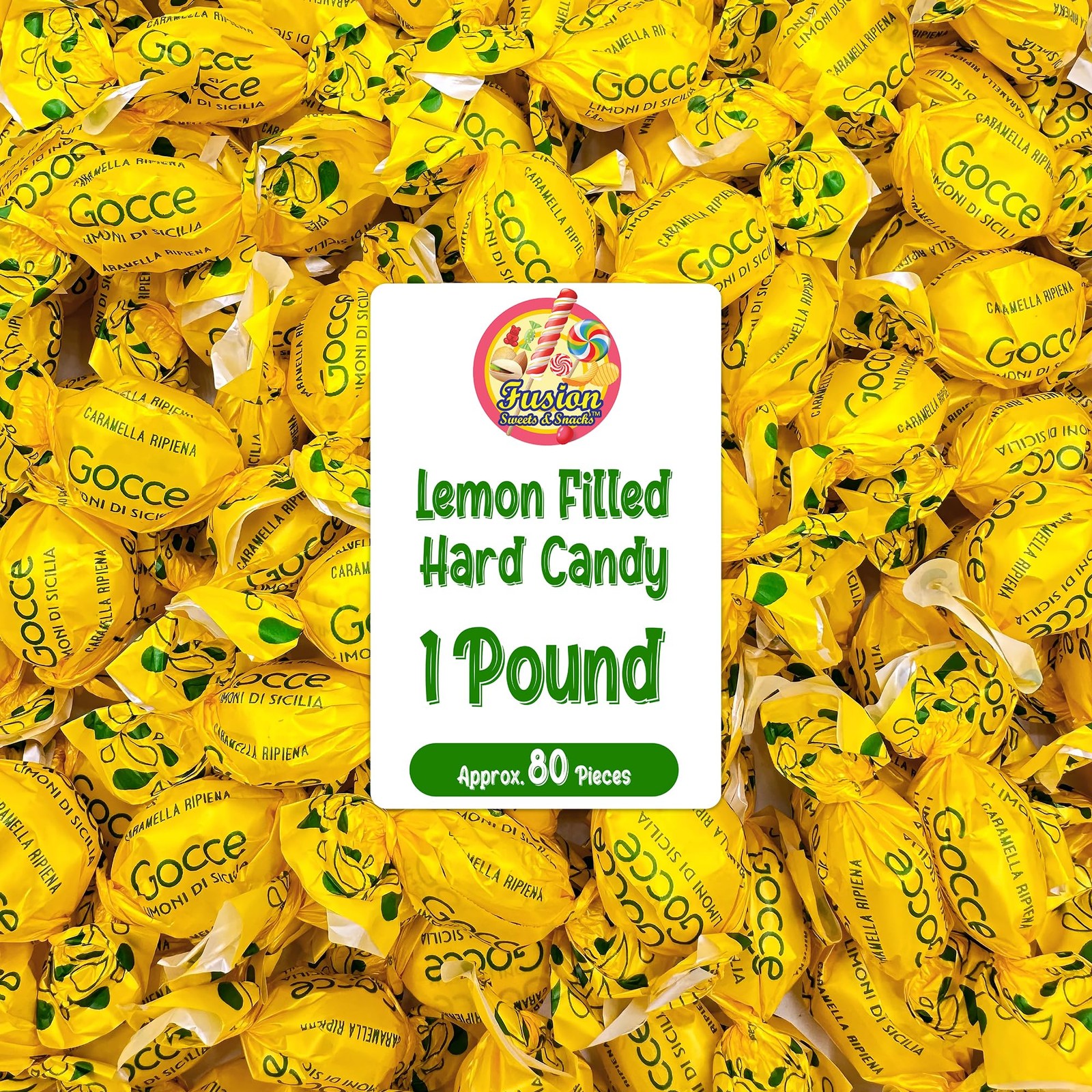 Italian Lemon Drops Hard Candy – 1 Pound Bag – Classic Lemon Candy Individual...
