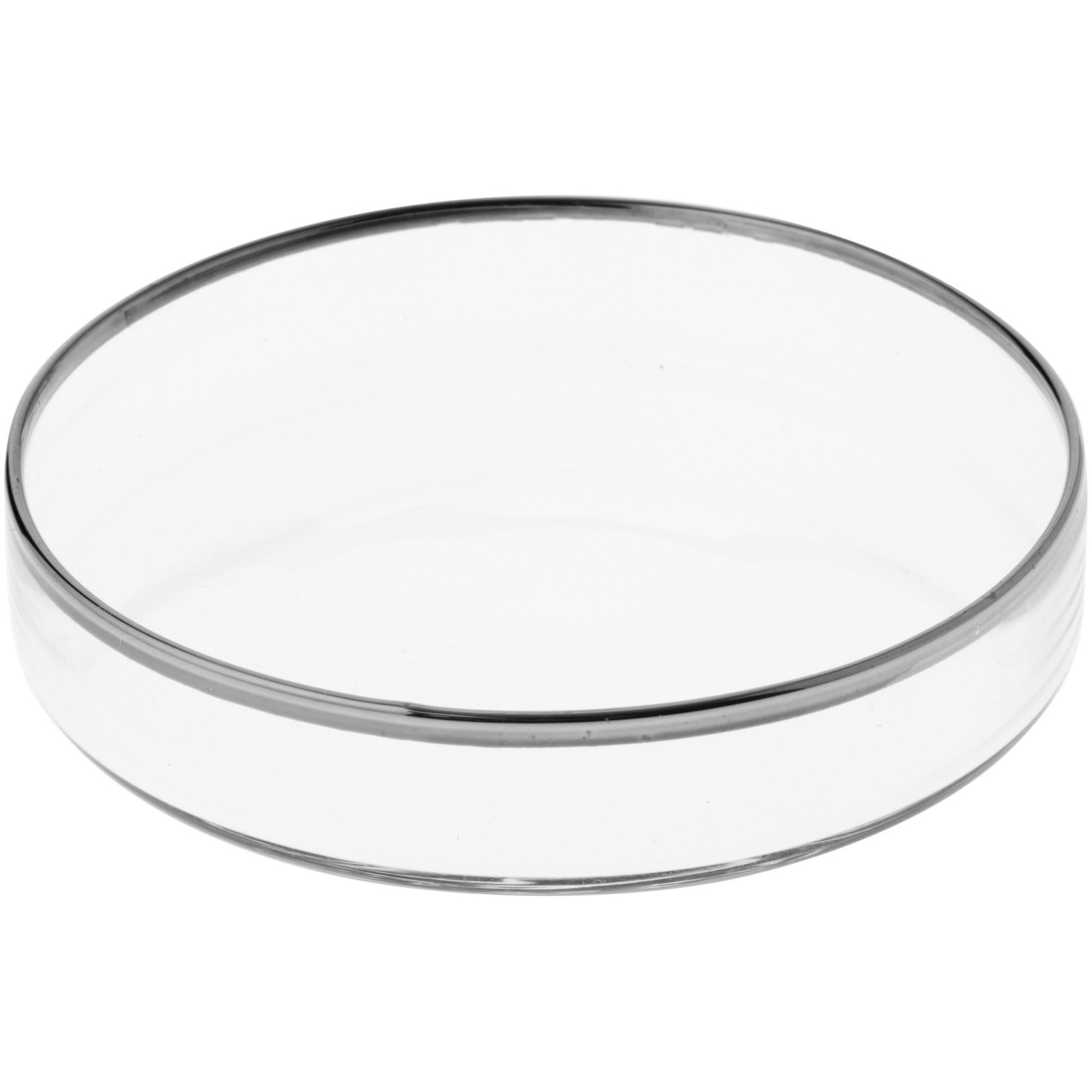 Plymor 3" x 3" Round Glass Display Tray (Silver Rim)