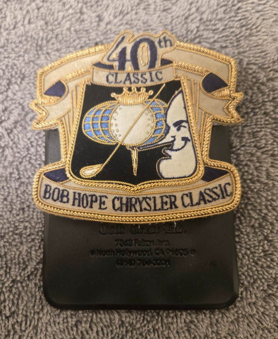 Gold Crest LTD Hand Made Bullion And Velvet  Bob Hope Chrysler 40th Classic