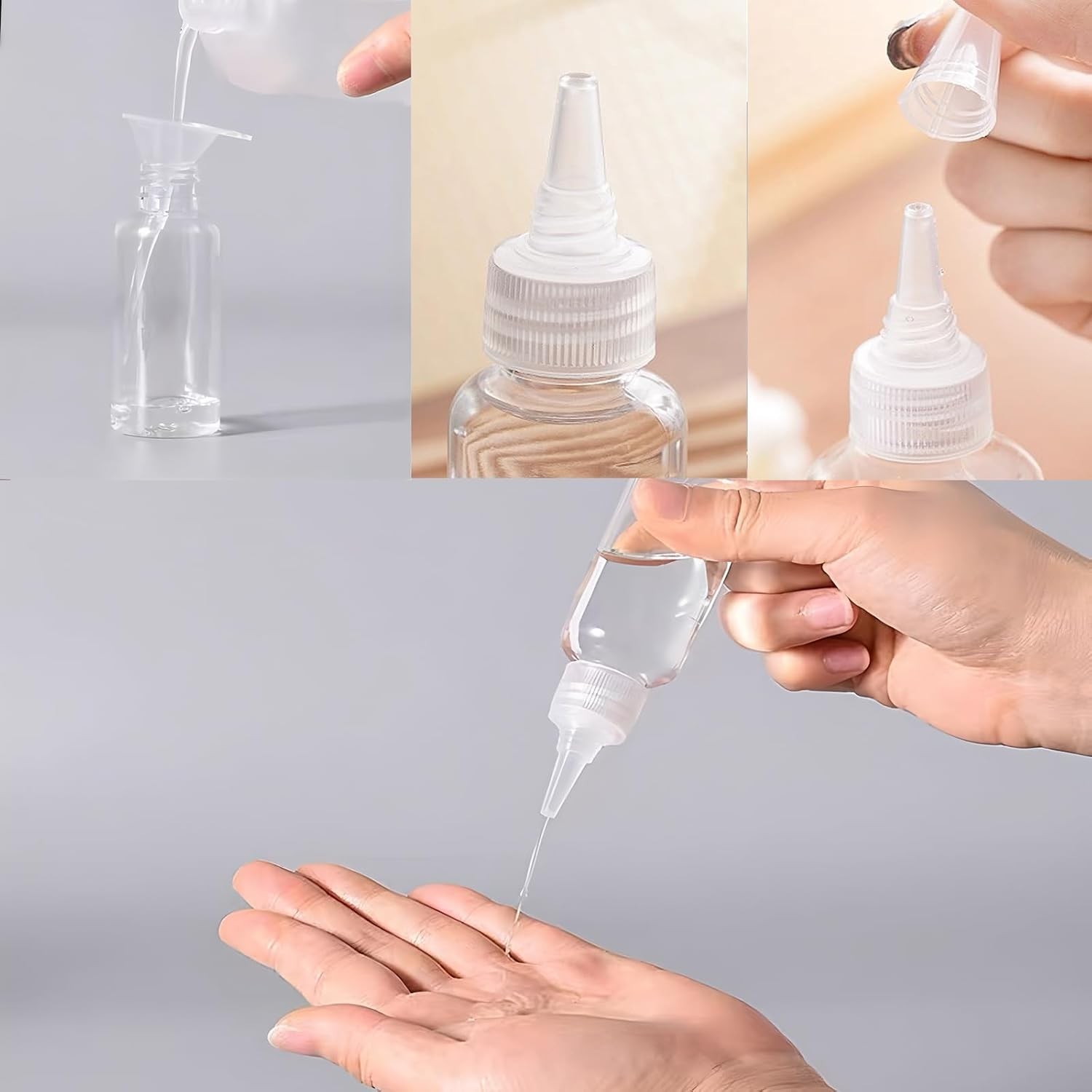 8 Pcs 60ml/2oz Clear Plastic Squeeze Bottles with Caps | Reusable Small Squeeze