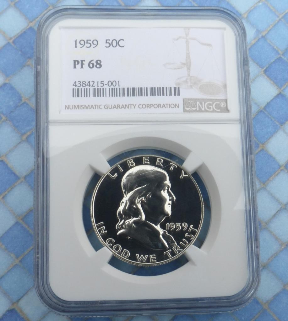 1959 NGC PF 68 Franklin Silver Half Dollar, United States of America Silver 50C