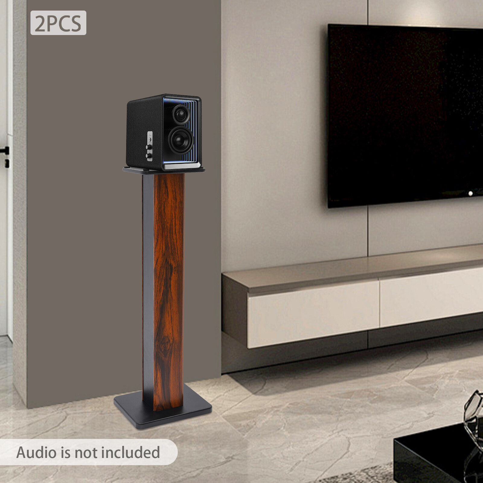 34 Inch  Monitor Speaker Stand Wood Studio Speaker Stands Column Bookshelf Kit