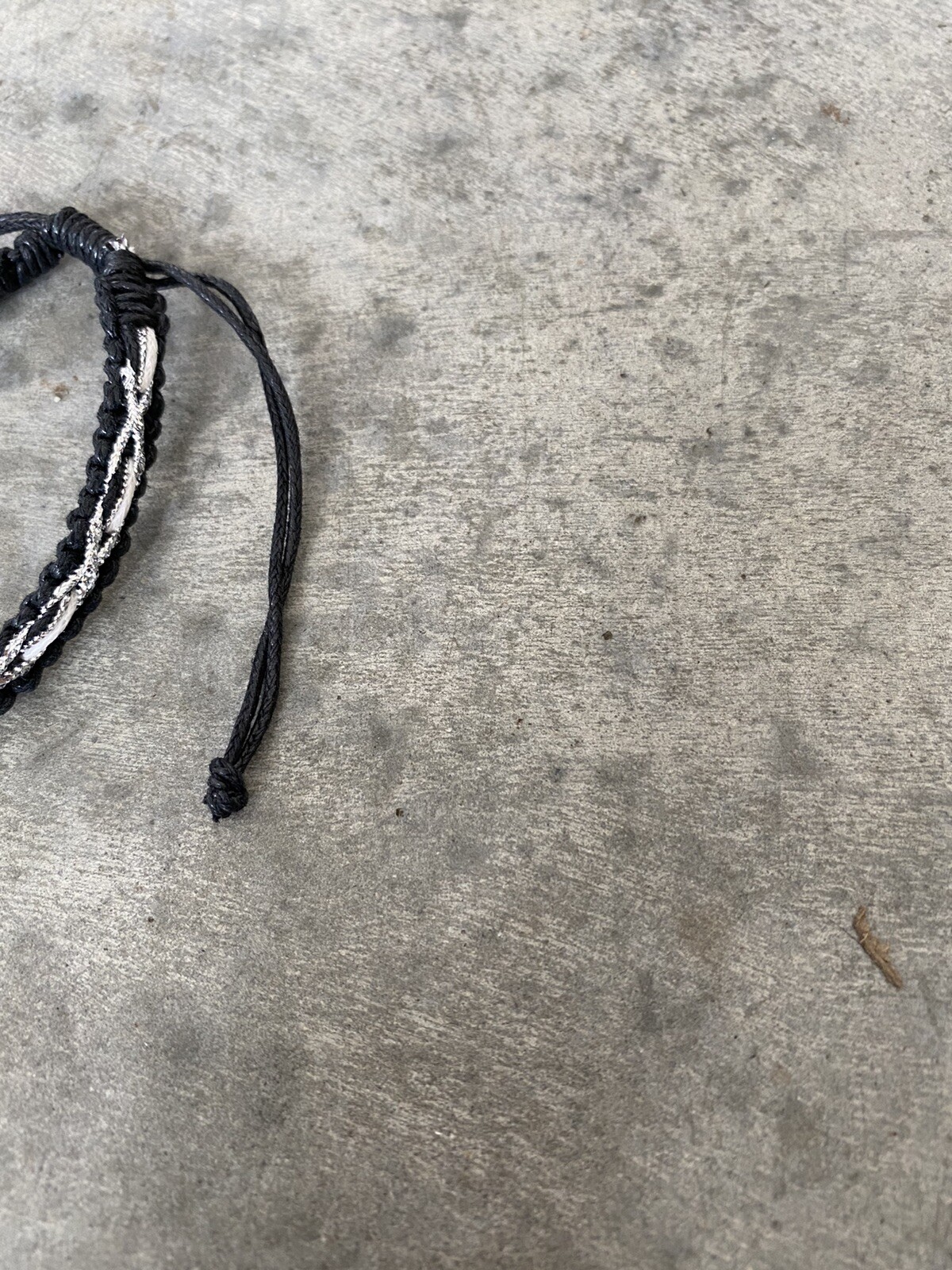 Silver Black Woven Rope Bracelet Artisan Handmade