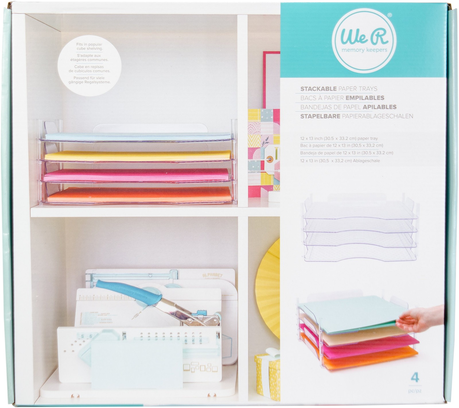 We R Memory Keepers, 12x12 Inch 4-Pack Stackable 14" x 4" x 13.5", Multicolor
