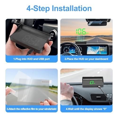Car HUD Display Speedometer: GPS Windshield Head Up Display, Real Time