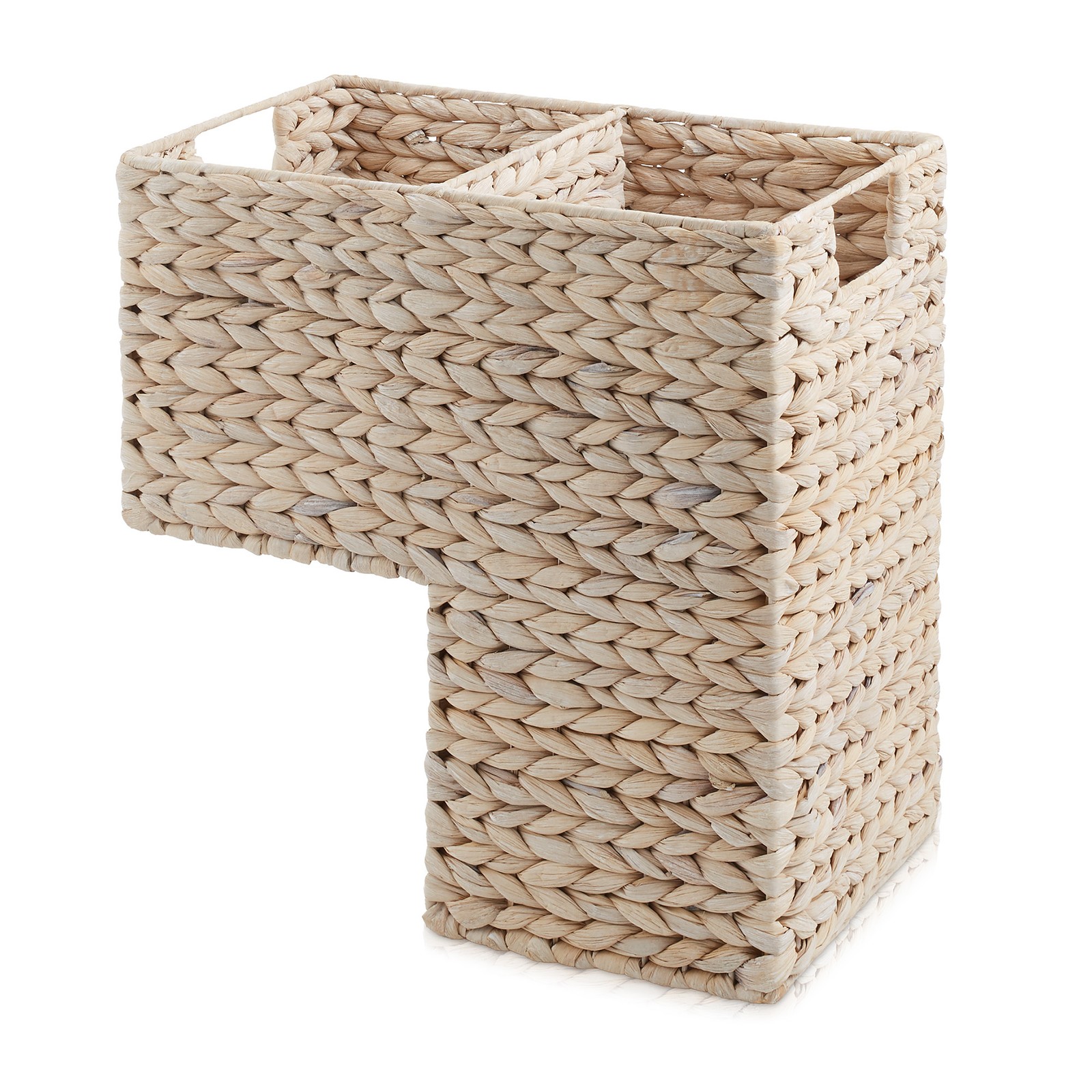 Stair Step Basket, Woven Wicker Hyacinth Staircase Storage Organizer, Whitewash